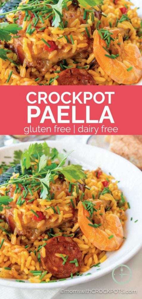 No Spanish restaurant needed. Make this yummy Crockpot Paella today and enjoy the rich flavors of the Mediterranean right in your own kitchen!