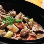 This Crockpot Beef Stew Recipe is made with wholesome ingredients and the perfect dinner option for a busy but chilly night of the week. Serve with warm crusty bread! YUM!