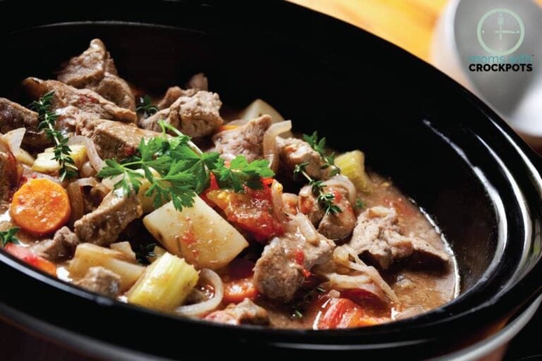 This Crockpot Beef Stew Recipe is made with wholesome ingredients and the perfect dinner option for a busy but chilly night of the week. Serve with warm crusty bread! YUM!