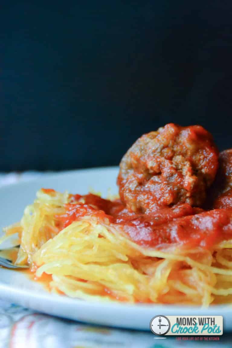 Crockpot Spaghetti Squash & Meatballs