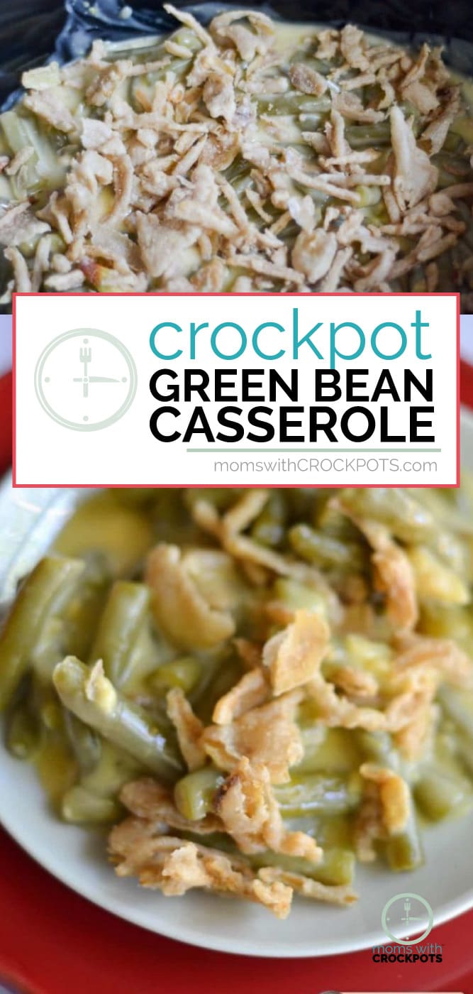 Free up some oven space this holiday and make this #Crockpot Green Bean Casserole #Recipe! Perfect for any night of the week!