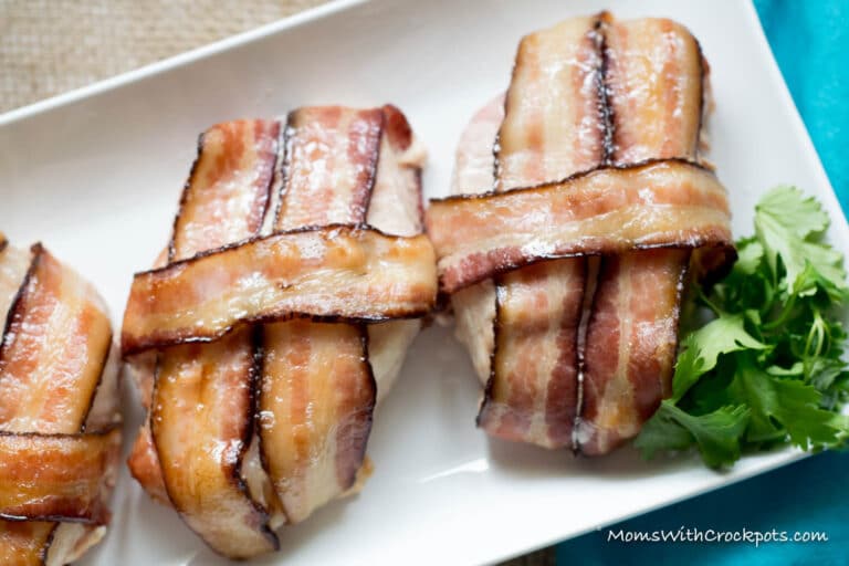 Crockpot Bacon Wrapped Pork Chops