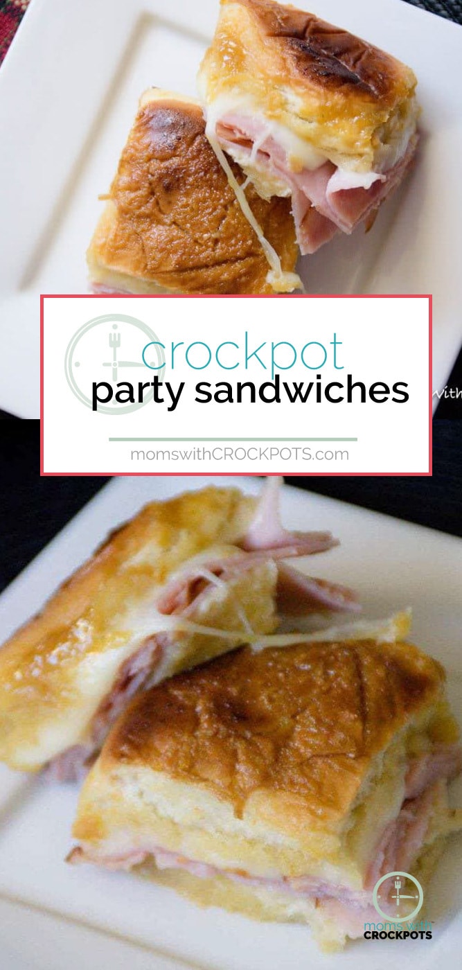Perfect slow cooker solution for the holidays, parties, or game day! This simple recipe for Crockpot Party Sandwiches will have them begging for more! #Crockpot #Recipes #Gameday #holidays