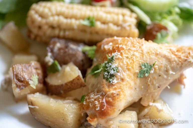 Crockpot Garlic Parmesan Chicken & Potatoes