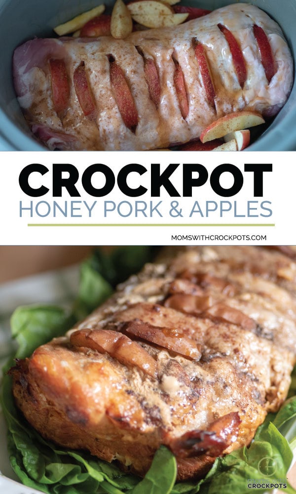 Easy to make and sure to please! This Crockpot Honey Pork & Apples Recipe is a tasty way to cook pork roast. Gluten Free and Simple whole ingredients! YUM! #crockpot #slowcooker #glutenfree #pork #apples #recipe #cleaneating #wholefoods #dinner