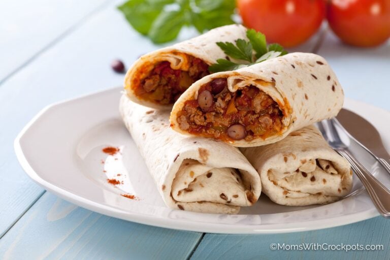 Crockpot Meat and Bean Burritos Moms with Crockpots
